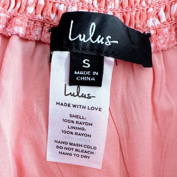 LULU'S Most Perfect Day Tie Front Pink Coral Print Shorts Size Small EUC - Picture 7 of 7